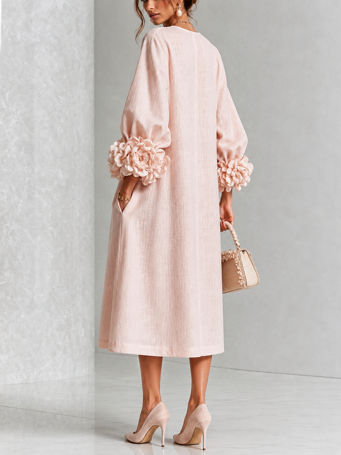 Rosetta | Floral-cuff buttoned midi dress 3