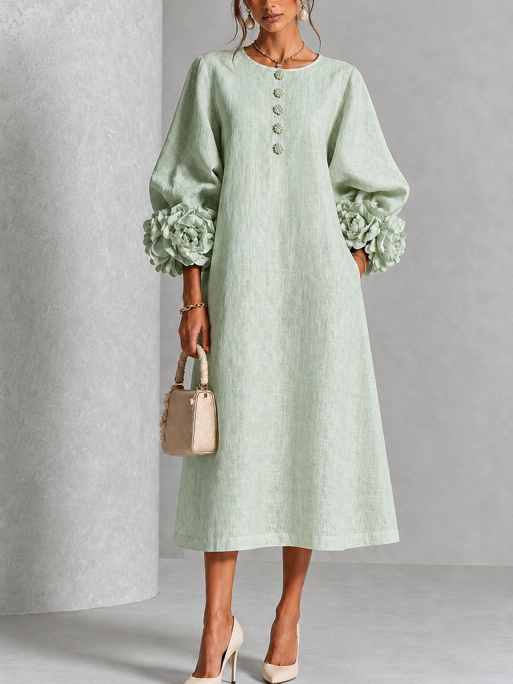 Sienna | Floral-cuff midi dress 1