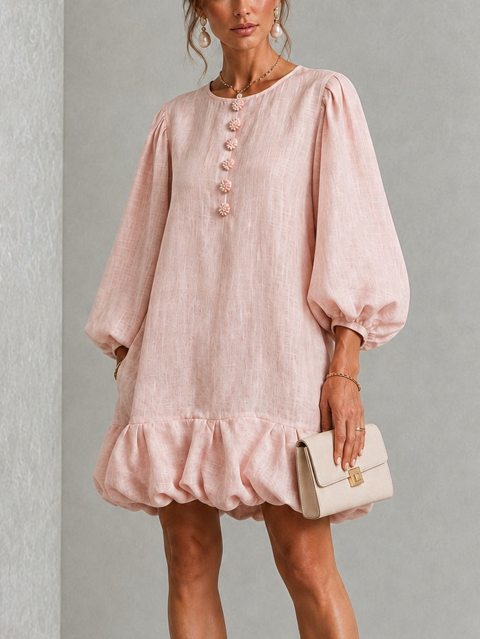 Rosalyn | Floral-button puff-sleeve mini dress 6
