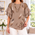 Anita | Feather print pleated layered blouse 1
