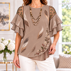 Anita | Feather print pleated layered blouse 1