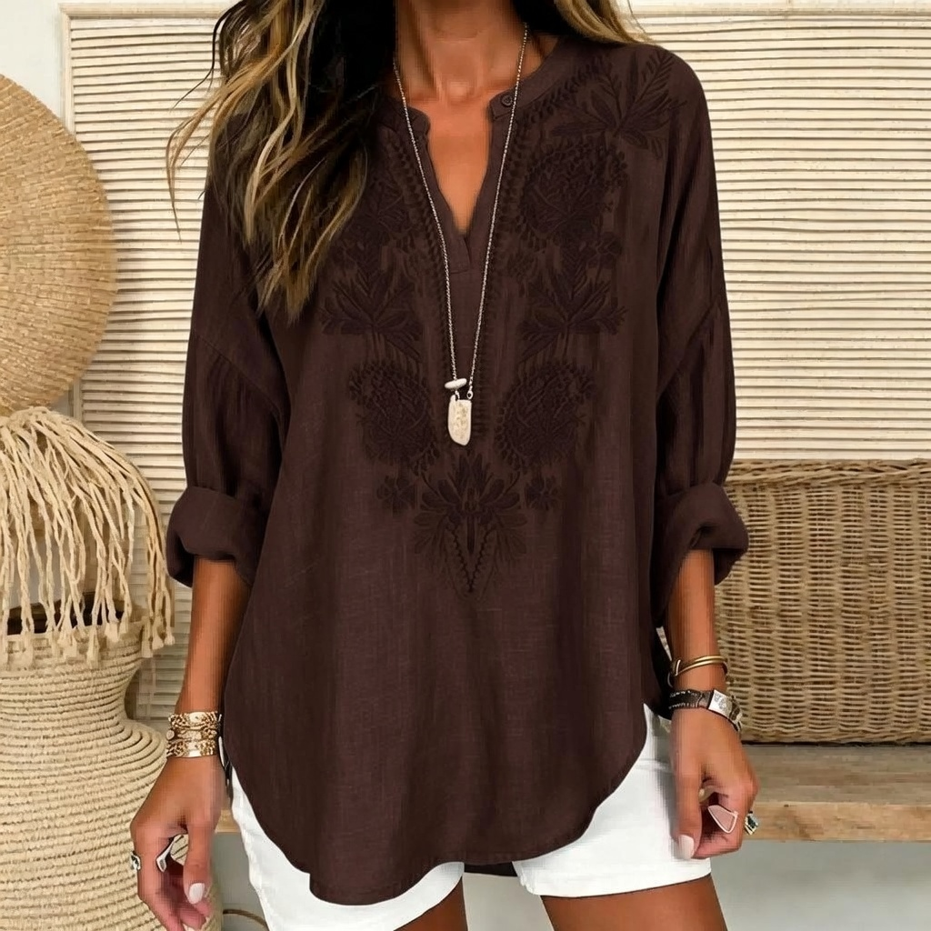 Judith | Embroidered split V-neck tunic 2