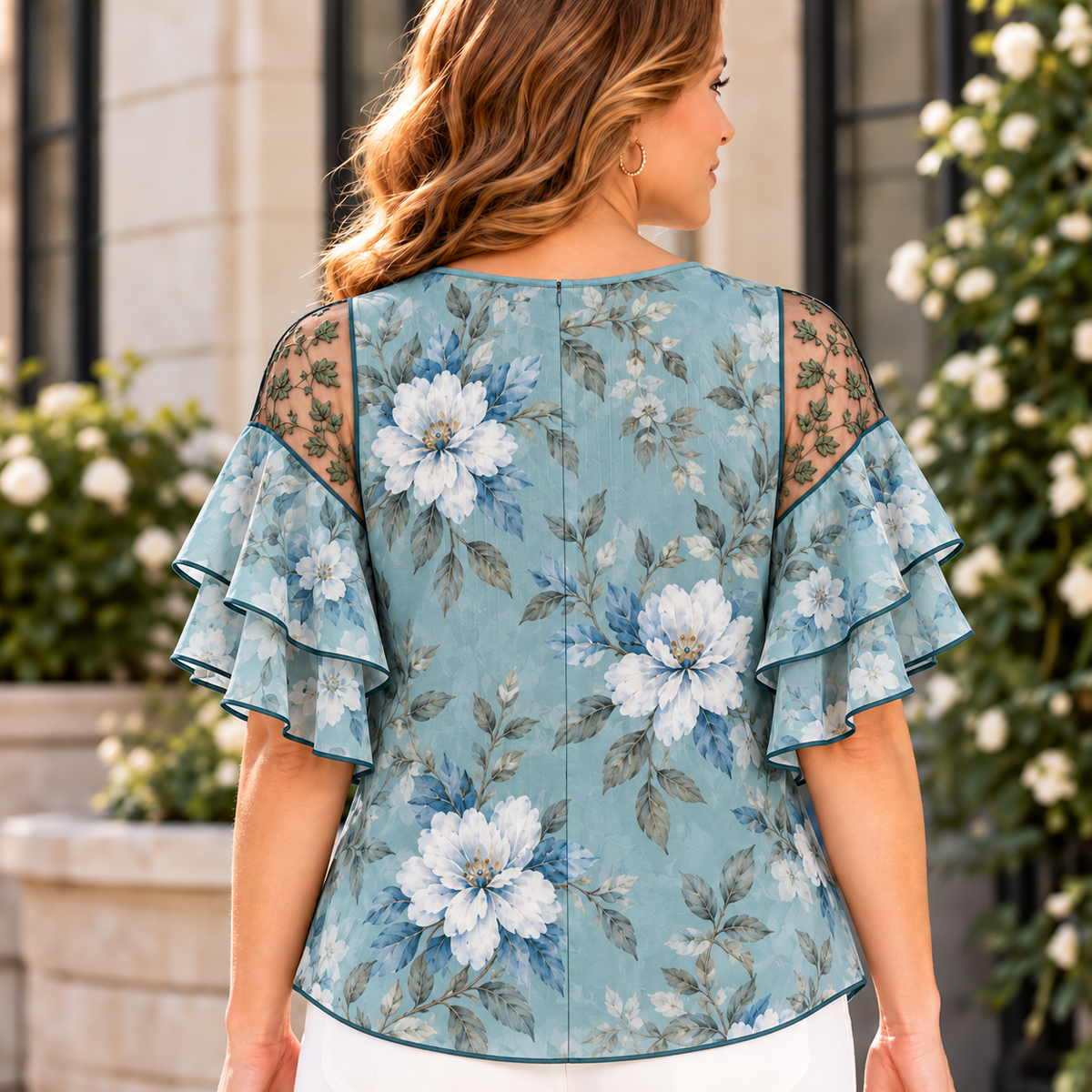 Ava | Floral print pleated layered blouse 3