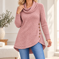 Bella | Textured knit cowl neck asymmetrical tunic 1