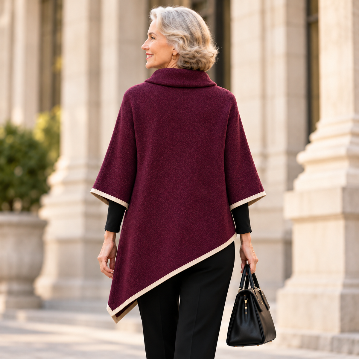 Caroline | Cowl neck asymmetric poncho tunic 3
