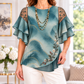 Ariana | Abstract print pleated layered blouse 1