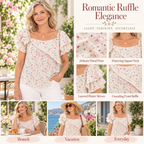 Eileen | Romantic floral ruffle blouse square neck 4