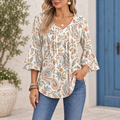 Felicity | Boho paisley print blouse V-neck bell 1
