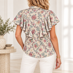 Ida | Vintage floral ruffle button front blouse 3