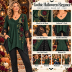 Maxine | Gothic halloween black cat tunic green 4