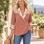 Hazel | Terracotta floral wrap blouse 2