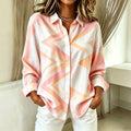 Linda | Pink orange chevron geometric button down shirt 1
