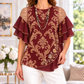 Amalia | Baroque scroll pleated layered blouse 1