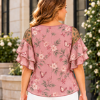 Arielle | Butterfly floral pleated blouse 3