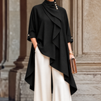 Geraldine | Draped high neck asymmetrical tunic 1