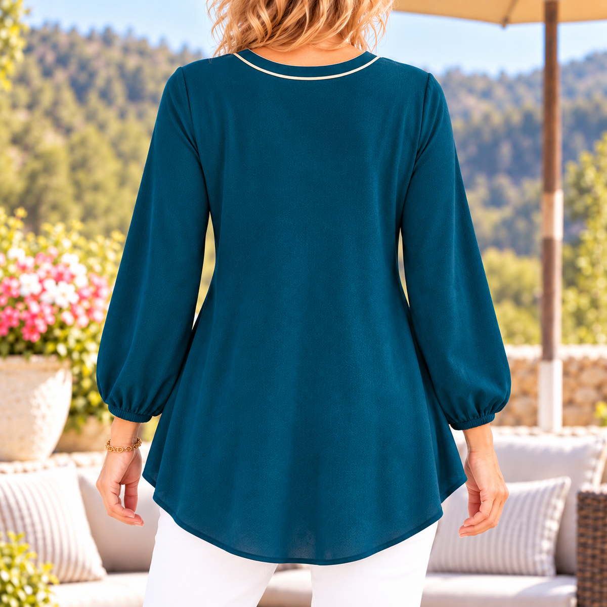 Bonnie | Ruffle embroidered V-neck tunic 3