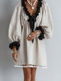 Anneliese | Ruffle-trim puff sleeve mini dress 1